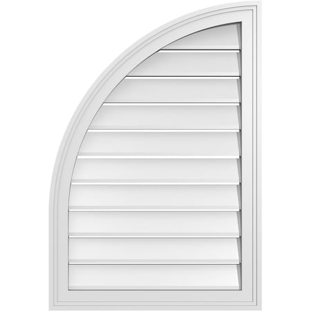 Ekena Millwork Quarter Round Top Left Surface Mount PVC Gable Vent w/ 2"W x 1-1/2"P Brickmould Frame, 22"W x 32"H GVPQL22X3202SF